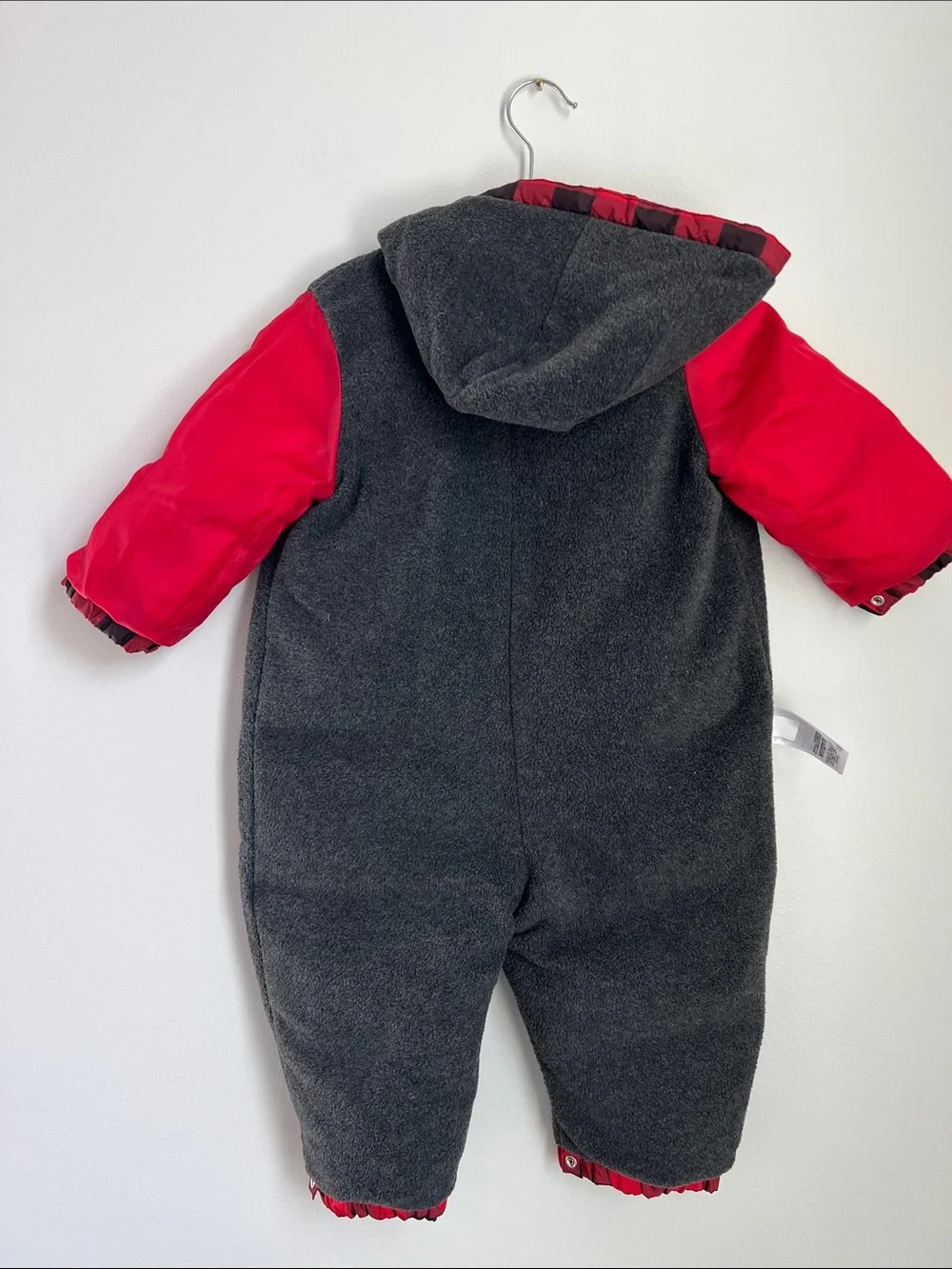 Baby GAP | Red & Black Buffalo Plaid One-Piece Puffer #473862-02 Size 12-18M